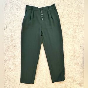 Anthropologie Green Button Fly Trousers sz 2